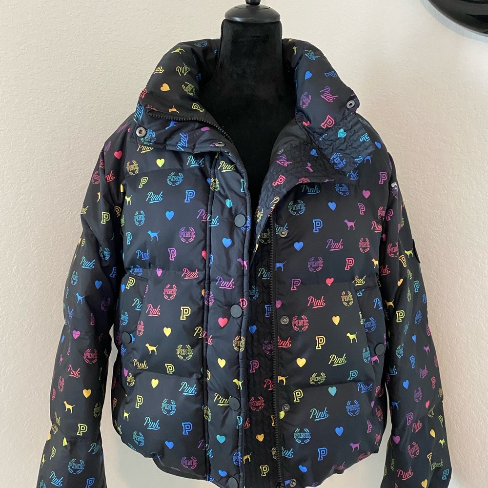 Black coat from PINK in good condition. Comes with removable zipper hood